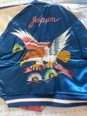 Authentic Vintage Sukajan Bomber Jacket unisex Eagle reversible Pink/ Blue kids
